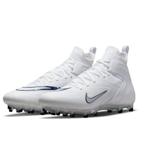NIKE ALPHA HUARACHE 8 ELITE LACROSSE FOOTBALL WHITE/BLUE MEN'S Sizes NEW - Picture 2 of 16